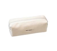 Vriusi Corduroy Pencil Case, Creative Cosmetic Bags, Corduroy Pencil Case for Office, Simple High School Student Stationery Bag, Large Capacity Zipper Makeup Pouch Bag and Pencil Case, Creamy,