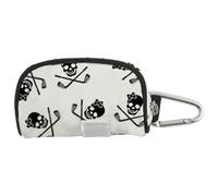 Vriusi Golf Ball Bag Pouch, Skull Pattern Golf Tee Bag, Golf Accessory Bag, Golf Organizer Bag, Storage Carry Pouch, Sport Accessories for Men, Store 2 Balls and 1 Tee, Perfect for Golf Players