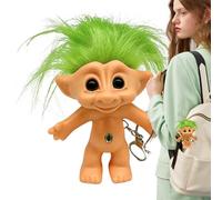 Vriusi Portachiavi a forma di bambola Troll vintage, adorabile ciondolo anti-smarrimento, statuetta di capelli dai colori pazzi, bambole Troll vintage, adorabile portachiavi anti-smarrimento, 10 cm