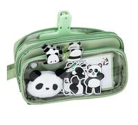 Vriusi School Pencil Organizer, Cute Panda Pencil Case, Stationery Bag With Accessories, Panda Pencil Pouch Cute With Zipper Preppy Pen Bag With Gel Ink Pens, Clips, 21x15x7cm/8.27x5.91x2.76 Inch