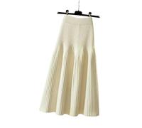 VRJVPQBE Gonna Lunga Donna Gonna A Maglia Autunnale E Invernale Femminile Femminile A Tutta Partita A-Line Gonnetta A metà Lunghezza-Bianco-XXXL
