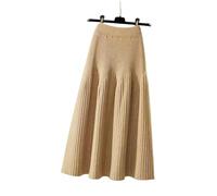 VRJVPQBE Gonna Lunga Donna Gonna A Maglia Autunnale E Invernale Femminile Femminile A Tutta Partita A-Line Gonnetta A metà Lunghezza-Beige-XXL