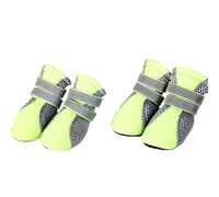 VRKRTVBLB 4 Pezzi di Scarpe da Passeggio for Animali Domestici, morbide e estive, Stivali Riflettenti sicuri for la Notte, for Cani di Piccola Taglia e di Taglia Grande(Green,XL)