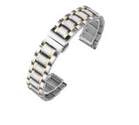 VRKRTVBLB Cinturini for orologi con cinturino curvo in acciaio inossidabile 16mm 17mm 18mm 19mm 20mm 21mm 22mm 23mm 24mm bracciale in acciaio unisex(Silver gold-flat,17mm)