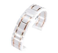 VRKRTVBLB Cinturino for orologio in acciaio inossidabile Cerami a sgancio rapido da 14-24 mm universale for uomo e donna(White rose gold,14mm)