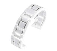 VRKRTVBLB Cinturino for orologio in acciaio inossidabile Cerami a sgancio rapido da 14-24 mm universale for uomo e donna(White silver,23mm)