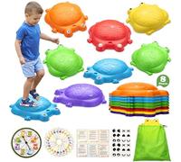 VROGTIK Set Pietre di Bilanciamento per Bambini 3+ | 8 Pietre Impilabili per Percorso Ostacoli Indoor/Outdoor, Gioco Educativo per Sviluppare Equilibrio e Coordinazione