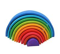 Vroomoto Giocattolo in Legno Impilabile Grimms Giocattoli in Legno Arcobaleno Stacker Puzzle a Incastro Blocchi da Costruzione 10 Pezzi Ponte Ad Vernice a Base D'acqua Texture Opaca con