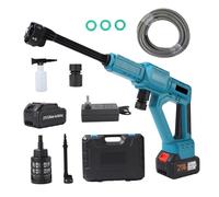 Vroomoto IDROPULITRICE PER AUTO AD ALTA POTENZA SENZA FILI 21V IDROPULITRICE PORTATILE 3 LIVELLI REGOLABILI UGELLO 6 IN 1, 2 BATTERIE PER IRRIGAZIONE DEL VEICOLO (Spina UE da 100 a 240 V)