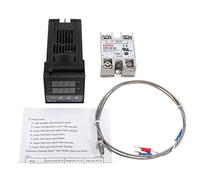 Vroomoto Kit Regolatore di Temperatura PID Set Regolatore di Temperatura Digitale Modulo Controllo Termostato Uscita SSR con Sonda Termocoppia SSR-40 DA K Dissipatore Calore per