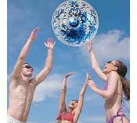 Vroomoto Pallone da Spiaggia Gonfiabile con Paillettes in PVC Trasparente | PVC Trasparente, Interni in Paillettes, Giocattolo Gonfiabile per Piscina, Decorazioni per Feste Estive, Uso nel Parco