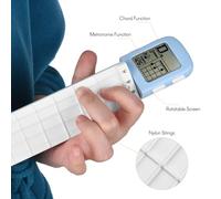Vroomoto Ukulele Portatile da Viaggio Ukulele Compatto Chord Trainer Strumento Pratico Grafici Accordi LCD Schermo Ruotabile a 360 Gradi Metronomo da 30 a 260 BPM con 4 Corde in (Blu)
