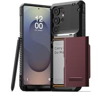 VRS DESIGN Damda Glide Pro - Custodia a portafoglio per Galaxy S25 Ultra (2025), robusta custodia semi automatica con slot per carte [4 carte], progettata per S25Ultra (2025), rosso metallizzato