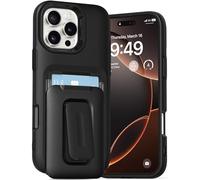 VRS DESIGN Orb Custodia per iPhone Pro Max (2024), custodia a portafoglio di alta qualità [2 carte] resistente custodia con supporto integrato compatibile con iPhone Pro Max 2024 (nero opaco)