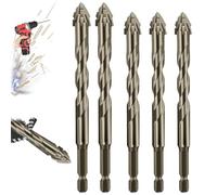 Vrsgs Drill Bits, quattro punte per trapano a lama serrated Eccentric, New Four-Flute Sawtooth Eccentric DrillBits High Hardness Skewed Head EccentricDrillBits for Concrete Glass Brick (5 pezzi (6/6/6