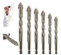 Vrsgs Drill Bits, quattro punte per trapano a lama serrated Eccentric, New Four-Flute Sawtooth Eccentric DrillBits High Hardness Skewed Head EccentricDrillBits for Concrete Glass Brick (6Pcs (4/5/6/8