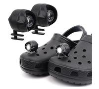 vrsquer 2 fari per Croc, luci di coccodrillo, luci per scarpe, accessori per adulti e bambini, ciondolo a coccodrillo che si illumina al buio (nero)