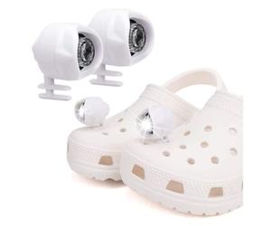 vrsquer 2 fari per Croc, luci di coccodrillo, luci per scarpe, accessori per adulti e bambini, ciondolo a coccodrillo che si illumina al buio (bianco)
