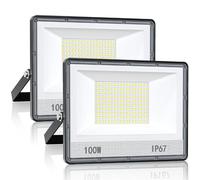 VRTOGTHE Faretto LED Da Esterno 100W - 2 Pezzi 10000LM 7000K Bianco Freddo Faro LED Esterno, IP67 Impermeabile Luce Di Sicurezza per Fabbriche, Terrazza, Campi Sportivi, Garage