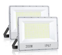 VRTOGTHE Faretto LED Da Esterno 200W - 2 Pezzi 20000LM 7000K Bianco Freddo Faro LED Esterno, IP67 Impermeabile Luce Di Sicurezza per Fabbriche, Terrazza, Campi Sportivi, Garage