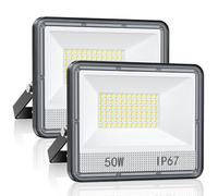 VRTOGTHE Faretto LED Da Esterno 50W - 2 Pezzi 5000LM 7000K Bianco Freddo Faro LED Esterno, IP67 Impermeabile Luce Di Sicurezza per Fabbriche, Terrazza, Campi Sportivi, Garage
