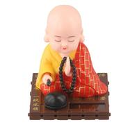 VRTYVEYBB 1pc Piccolo Monaco Sculture 9.5x7.5cm Monaci Buddha Statue Solar Powered Scuotendo Testa Buddha Bambole Ornamenti Tavolo Auto Decorazione