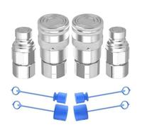 VRTYVEYBB 2Set NPT Flat Face Idraulico Rapido Collegare Accoppiatori/Giunti Con Tappo Polvere 1/4 3/8 1/2 NPT Filettatura Per Skid Steer Modelli