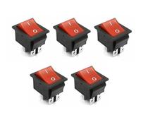 VRTYVEYBB Confezione da 5 interruttori per luce rossa a 4 pin on/off, 2 posizioni DPST Rocker 16A/250V KCD4 201 per migliorare il tuo sistema elettrico