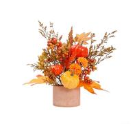 VRTYVEYBB Decorazione autunnale per feste di raccolto in vaso con orecchie di riso simulate di zucca, decorazione per Halloween, uso interno ed esterno da tavolo (arancione)