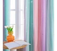 VRTYVEYBB Per tende Dream Star con gradiente arcobaleno, oscuranti e pizzo a doppio strato, 132 x 160 cm, per la camera delle ragazze