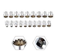 VRTYVEYBB Set di chiavi a bussola a 12 punte con finitura a specchio, attacco quadro da 3/8", per adattatore per chiave a cricchetto Torx in acciaio al cromo vanadio, 6-24 mm, 1 pezzo