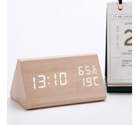 VRTYVEYBB Sveglia digitale in legno con display a LED che mostra l'ora della temperatura interna e dell'umidità commutabile formato 12/24 ore