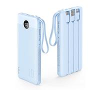 VRURC Batteria esterna 10000 mAh, cavo integrato Power Bank USB C 2.4 A e 5 uscite ultra sottile batteria portatile con schermo LED per iPhone, Samsung, Huawei Giacca riscaldata