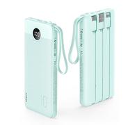 VRURC Batteria esterna 10000mAh Power Bank USB C Ultra Slim Caricatore portatile cavo integrato con schermo LED e 5 uscite 2 ingressi per il telefono (Verde)