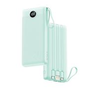 VRURC Caricatore Portatile 20000mAh, Power Bank Ricarica Rapida con Display LED, 4 Uscite 2 Ingressi USB C Cavi Integrati per iPhone 15/14/13/12/Pro/11, Android ecc-Verde