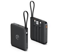 VRURC Power bank 10000mAh con 4 cavi integrati, 22.5W Batteria USB C a Ricarica Rapida, PowerBank per Cellulare Display LED per iPhone 15 14 Samsung Galaxy S23 Google Pixel Tablet Android - Nero
