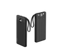 VRURC Power Bank 10000mAh Slim con Cavi Integrati, USB C Powerbank con 4 Uscite & 2 Ingressi, Caricatore Portatile LED Digitale Display Ideale per Viaggio di Lavoro - Black