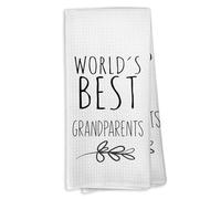 VRW Asciugamani da cucina con scritta "World's Best Grandparents", regalo per nonni, nonni, regali da nipoti, festa del papà, strofinacci da cucina, 40,6 x 61 cm