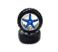 VRX Coppia ruote anteriori complete di cerchio cromate blu Himoto 1/10 buggy Esa