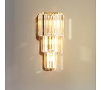 Vrygle Lampada da Parete Interno applique parete interno Moderna di Lusso in Cristallo - Colore della Luce Regolabile a 3 Livelli, Dimensioni 50x19x12cm, 14W Oro E14x3 Led