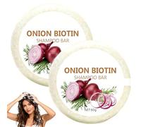 VRYNDH 2 pezzi Onion Biotin Shampoo Bar,shampoo bionike seboregolatore,Profondità Nutriente Shampoos Biotina Saponetta Per Capelli Crescita,2 * 60g