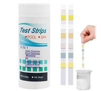 VRYNDH 6 in 1 Testa delle prove per piscina, 50 PCS Strisce Test Acqua Acquario per Dolce e salata, Misuratore Durezza Acqua/PH/Nitriti