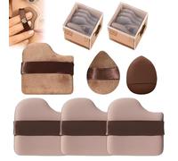 VRYNDH Guo Xiao Niu chocolate powder puff,Wet and Dry Foundation Sponge Cushion Puffs,Mini Powder Puffs Collection,or Foundation, Blending, Concealer & Powder, without Eating Powder (1Box(6pcs))