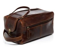 VS SID & VAIN borsa toiletry vera pelle vintage BRISTOL grande XL I pochette beauty case da Viaggio uomo donna I borsetta necessaire Toilette marrone fatta a mano