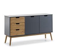 VS Venta-stock Cassettiera Java 3 cassetti y 2 Porte Antracite, Realizzato in Pino Massiccio