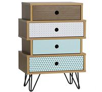 VS Venta-stock Comodino Buda con 4 cassetti, colore Quercia, gambe metalliche in nero