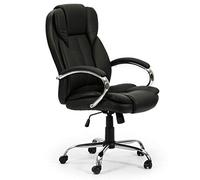 VS Venta-stock Poltrona da ufficio Nix sollevabile e reclinabile rivestita in ecopelle, colore Nero, metallo cromato