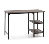 VS Venta-stock Scrivania Colón Nero, 2 mensole, stile industrial, 110 (lunghezza) x 55 (profonditá) x 76 (altezza) cm