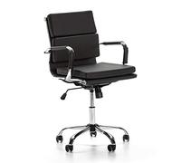 VS Venta-stock Sedia da ufficio Fenix reclinabile Nero, Ecopelle, Sedia executive con poggiatesta imbottito, Altezza regolabile, Design ergonomico