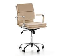 VS Venta-stock Sedia da Ufficio Fenix reclinabile Taupe, Ecopelle, Sedia Executive con poggiatesta Imbottito, Altezza Regolabile, Design ergonomico
